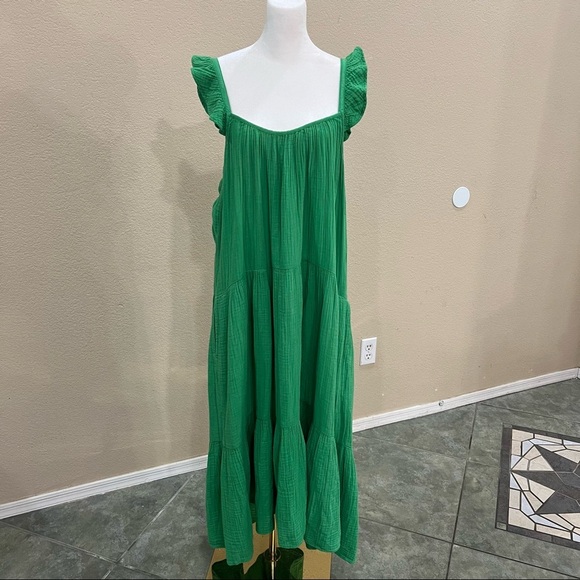Xirena Rumer Green Spell Gauze Sleeveless Dress Tiered Adjustable Sz S Beach EUC - Picture 8 of 12